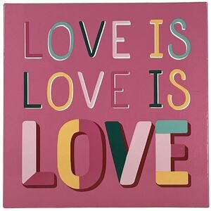 Kohls Love Is Love Pink Glitter Wood Sign Decor
